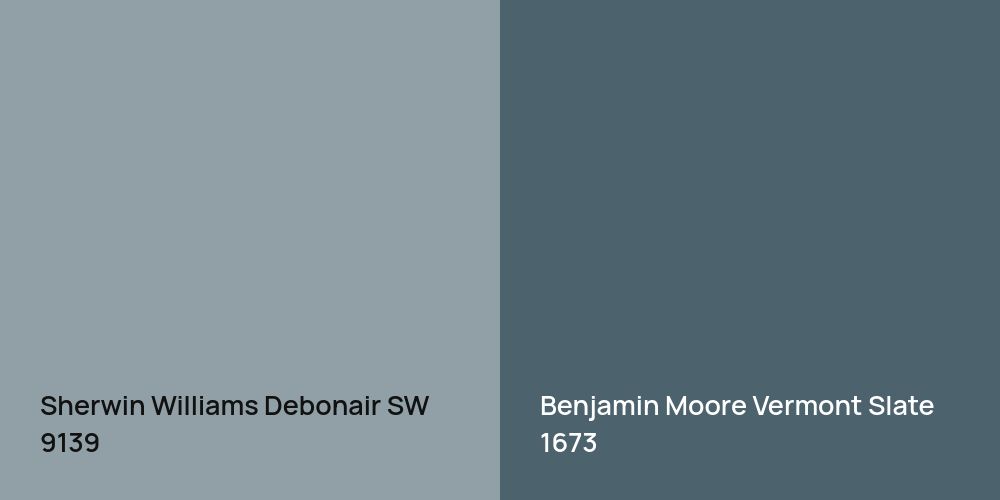 Sherwin Williams Debonair vs. Benjamin Moore Vermont Slate