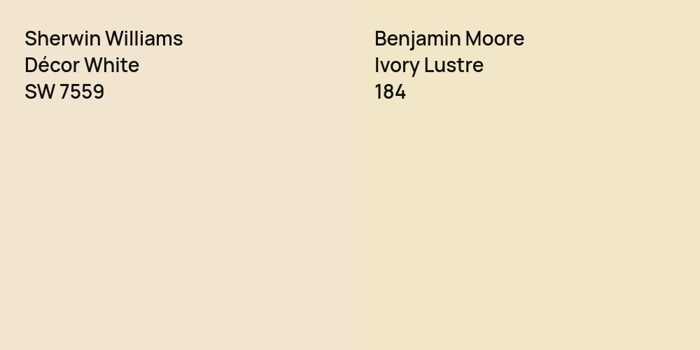 Sherwin Williams Décor White vs. Benjamin Moore Ivory Lustre