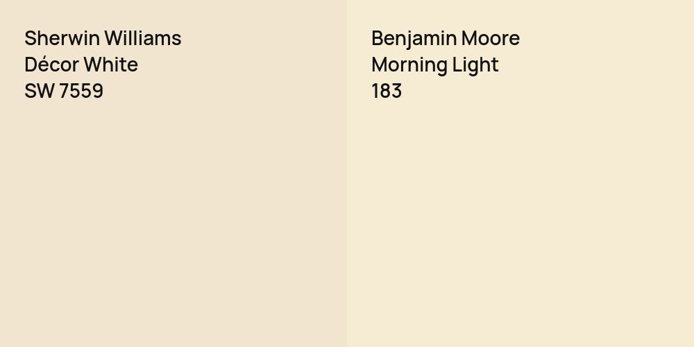 Sherwin Williams Décor White vs. Benjamin Moore Morning Light