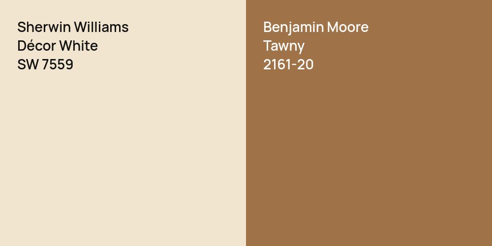 Sherwin Williams Décor White vs. Benjamin Moore Tawny