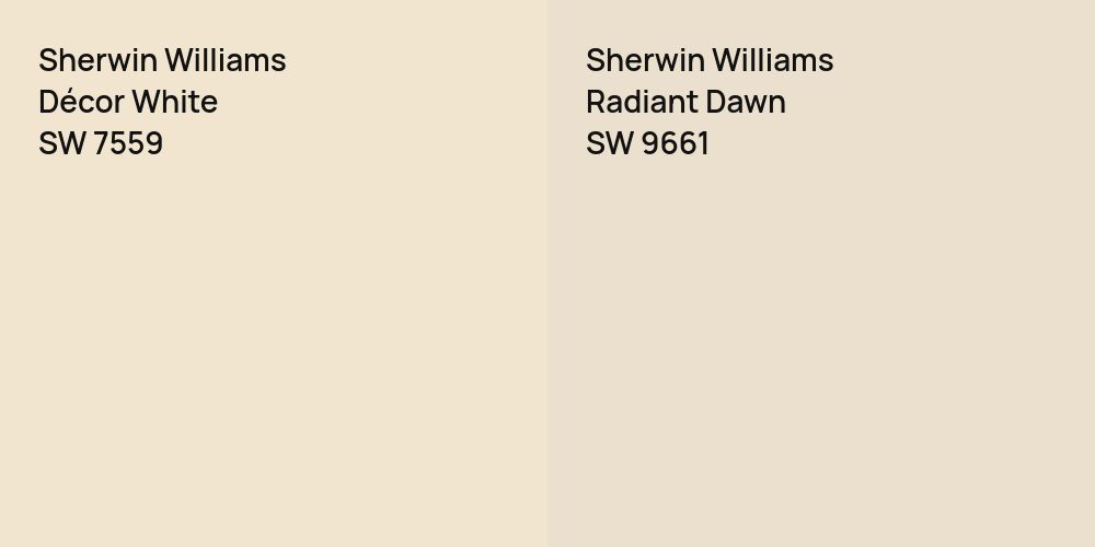 Sherwin Williams Décor White vs. Sherwin Williams Radiant Dawn