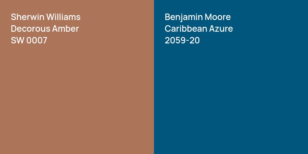 Sherwin Williams Decorous Amber vs. Benjamin Moore Caribbean Azure