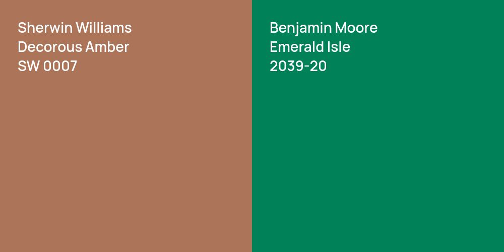 Sherwin Williams Decorous Amber vs. Benjamin Moore Emerald Isle