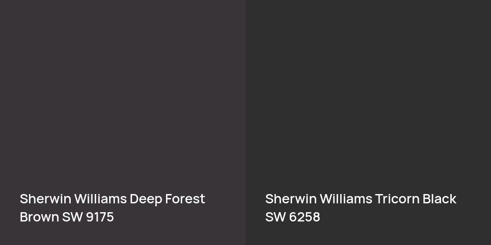 Sherwin Williams Deep Forest Brown vs. Sherwin Williams Tricorn Black