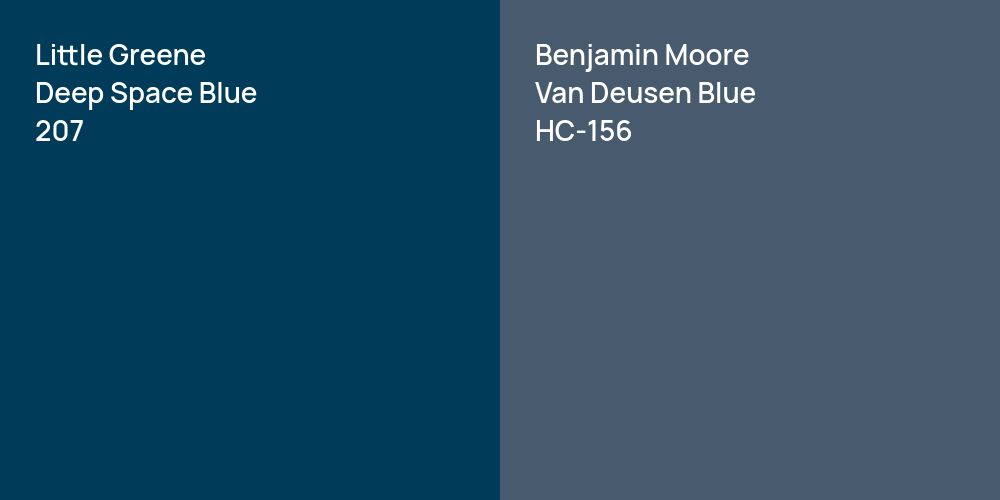 Little Greene Deep Space Blue vs. Benjamin Moore Van Deusen Blue