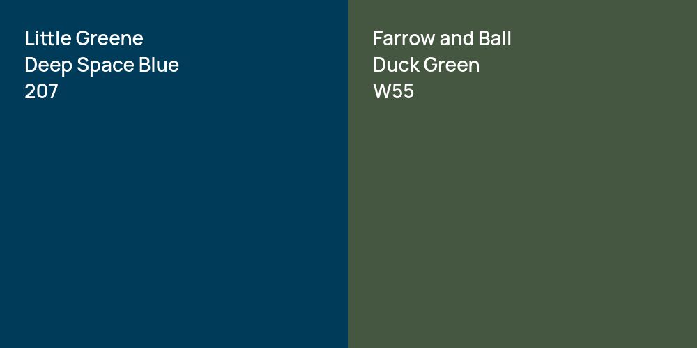 Little Greene Deep Space Blue vs. Farrow and Ball Duck Green