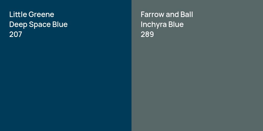 Little Greene Deep Space Blue vs. Farrow and Ball Inchyra Blue