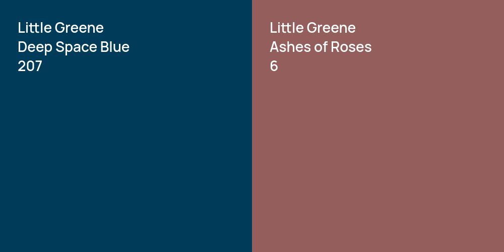 Little Greene Deep Space Blue vs. Little Greene Ashes of Roses