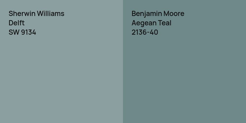 Sherwin Williams Delft vs. Benjamin Moore Aegean Teal