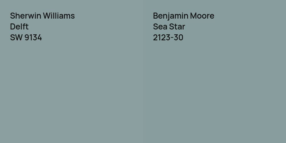 Sherwin Williams Delft vs. Benjamin Moore Sea Star