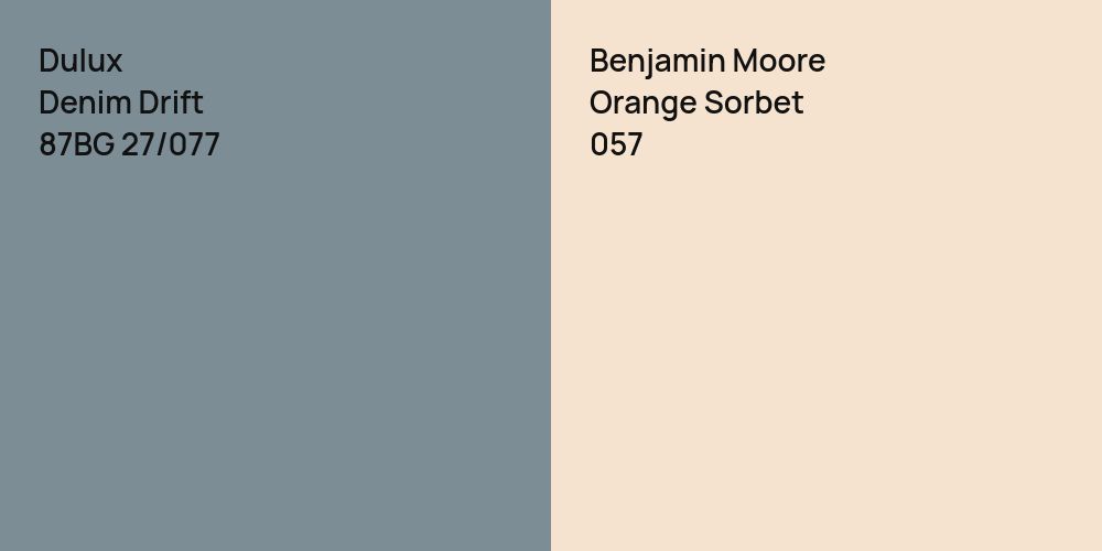 Dulux Denim Drift vs. Benjamin Moore Orange Sorbet