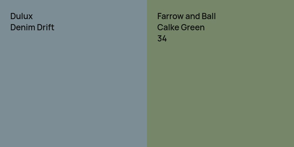 Dulux Denim Drift vs. Farrow and Ball Calke Green