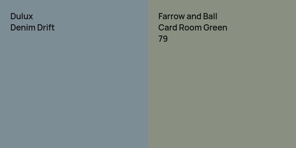 Dulux Denim Drift vs. Farrow and Ball Card Room Green