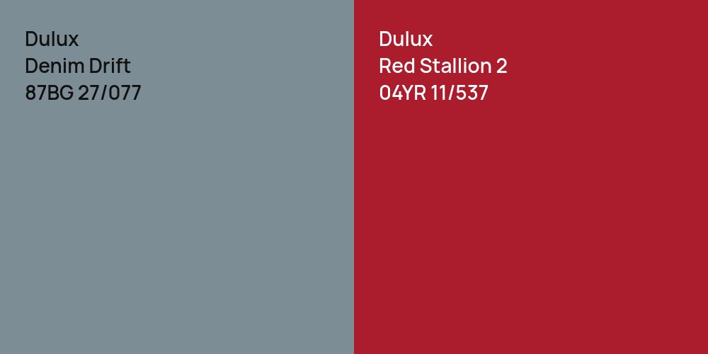 Dulux Denim Drift vs. Dulux Red Stallion 2