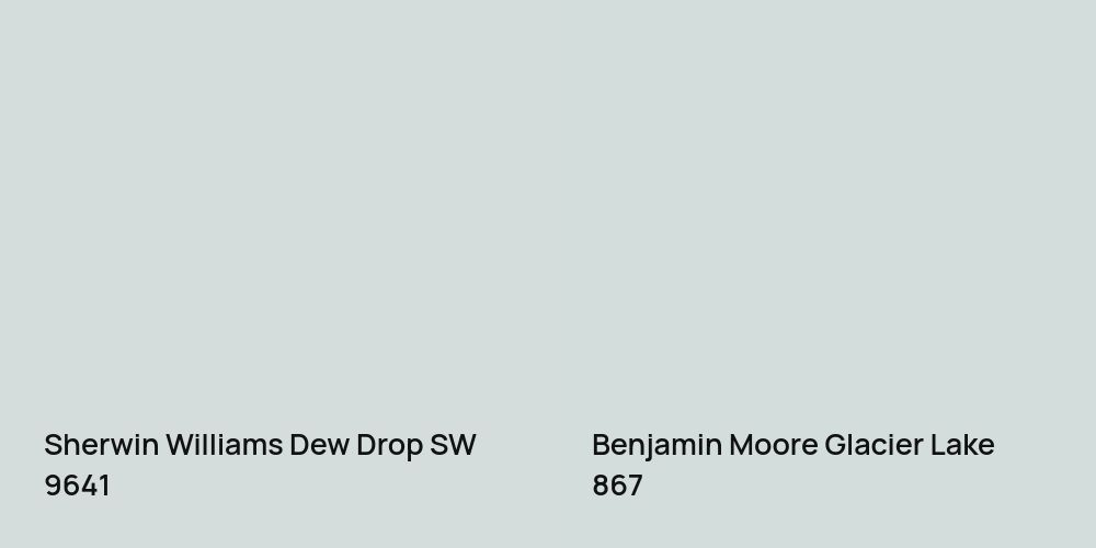 Sherwin Williams Dew Drop vs. Benjamin Moore Glacier Lake