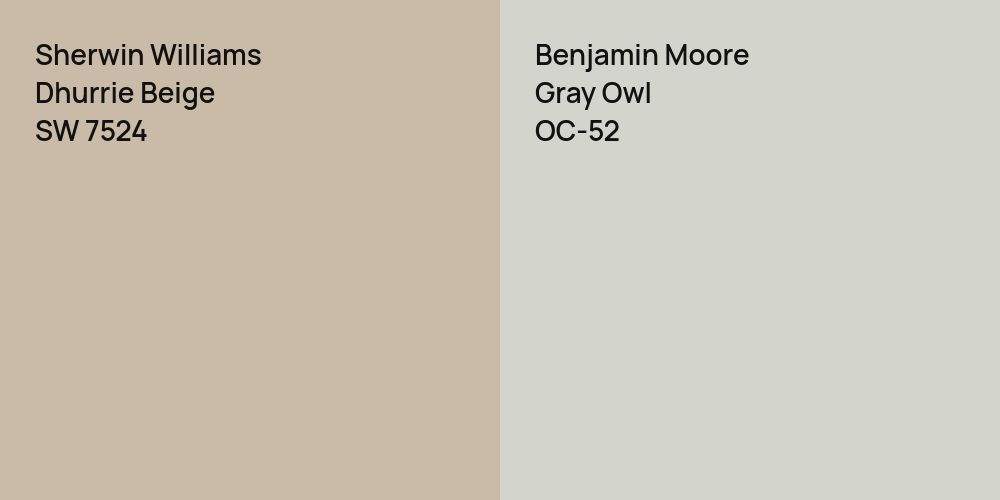 Sherwin Williams Dhurrie Beige vs. Benjamin Moore Gray Owl