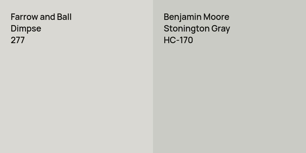 Farrow and Ball Dimpse vs. Benjamin Moore Stonington Gray