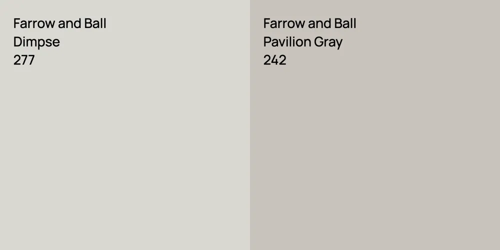 Dimpse Farrow and Ball Dimpse vs. Farrow and Ball Pavilion Gray comparison