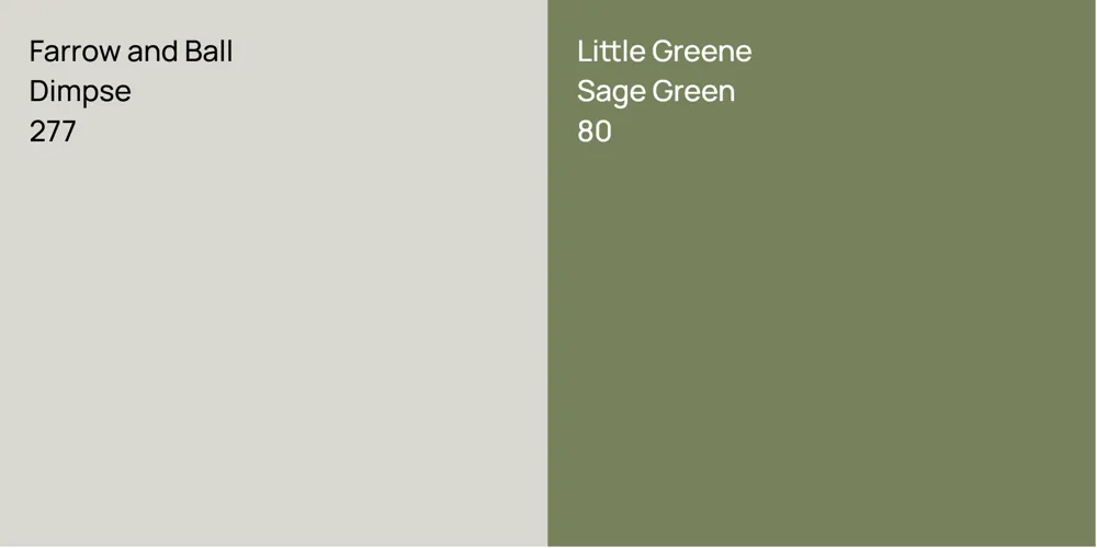 Farrow and Ball Dimpse vs. Little Greene Sage Green comparison