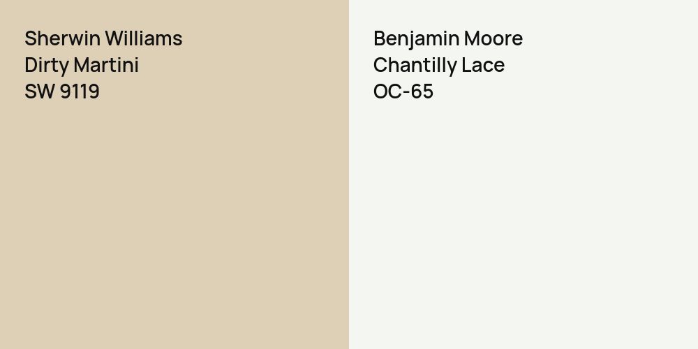 Sherwin Williams Dirty Martini vs. Benjamin Moore Chantilly Lace