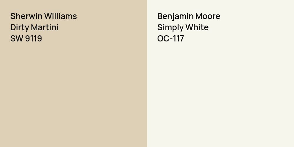 Sherwin Williams Dirty Martini vs. Benjamin Moore Simply White