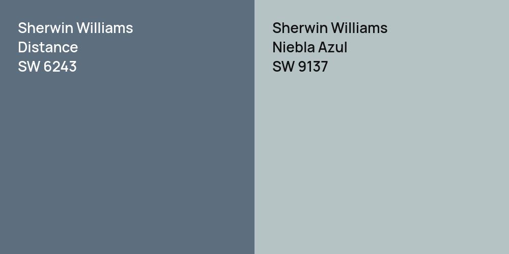 Sherwin Williams Distance vs. Sherwin Williams Niebla Azul