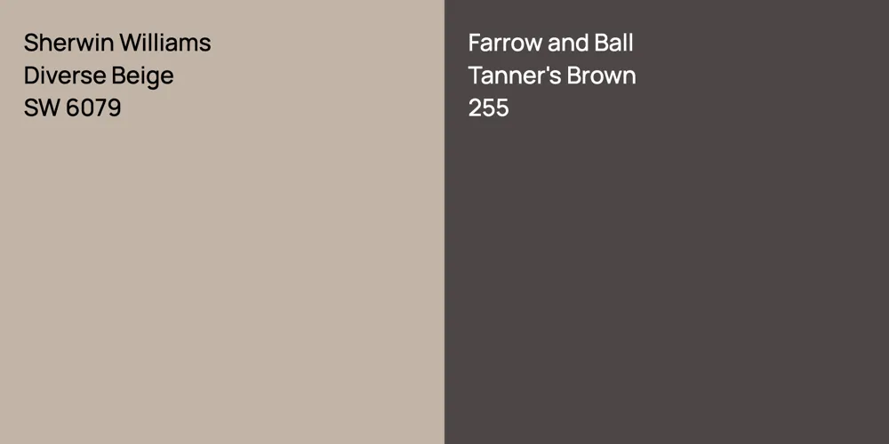 Sherwin Williams Diverse Beige vs. Farrow and Ball Tanner's Brown