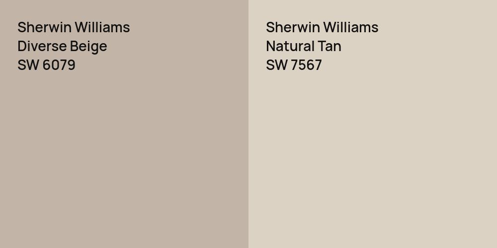 Sherwin Williams Diverse Beige vs. Sherwin Williams Natural Tan