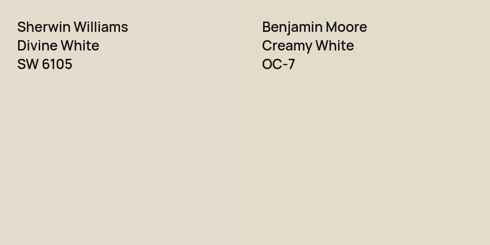 Sherwin Williams Divine White vs. Benjamin Moore Creamy White