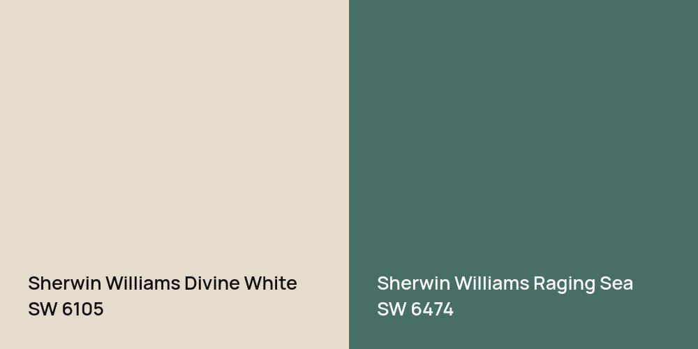 Sherwin Williams Divine White vs. Sherwin Williams Raging Sea