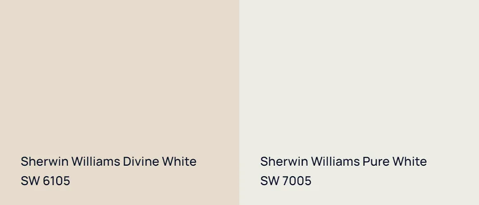 Sherwin Williams Divine White SW 6105 vs Sherwin Williams Pure White SW 7005