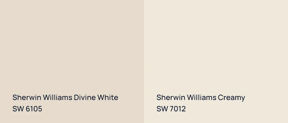 Sherwin Williams Divine White SW 6105 vs Sherwin Williams Creamy SW 7012