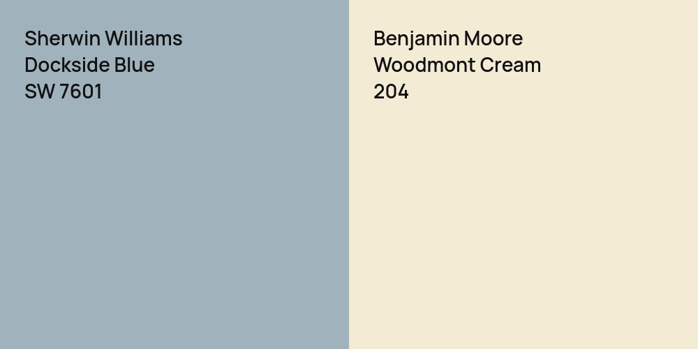 Sherwin Williams Dockside Blue vs. Benjamin Moore Woodmont Cream