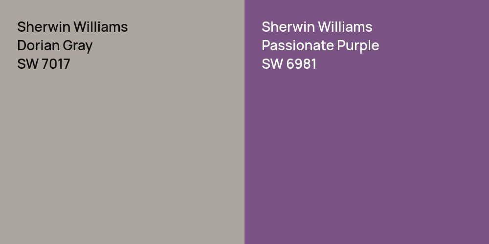 Sherwin Williams Dorian Gray vs. Sherwin Williams Passionate Purple