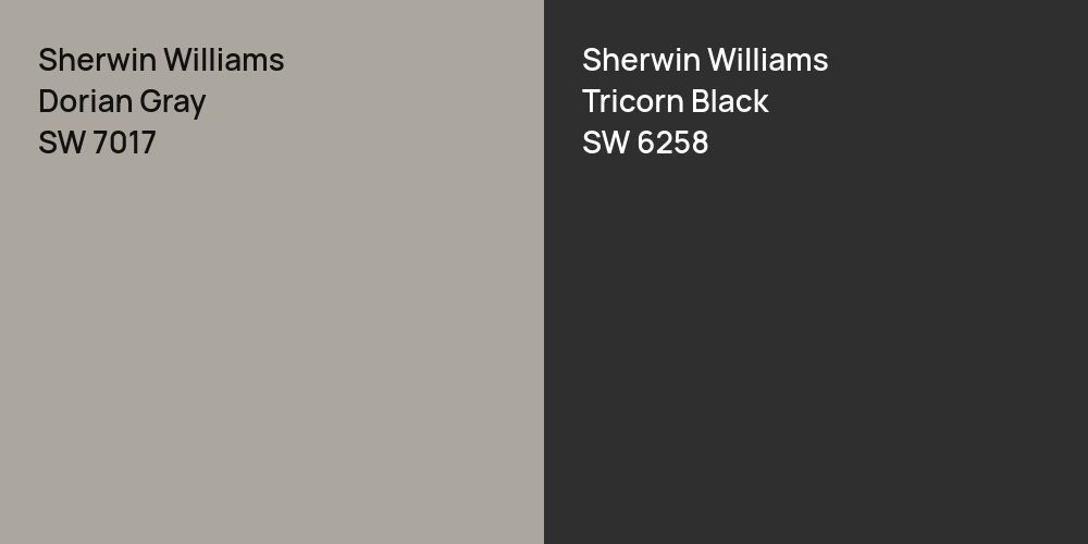 Sherwin Williams Dorian Gray vs. Sherwin Williams Tricorn Black