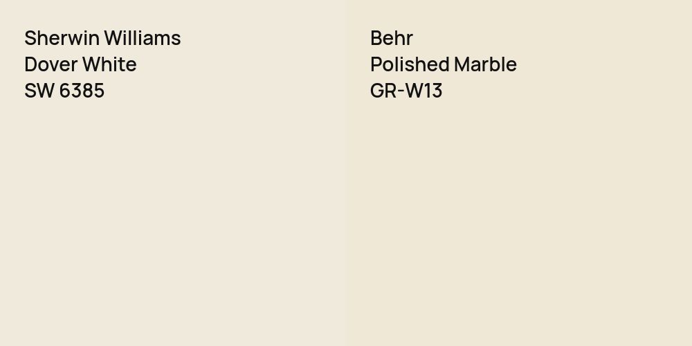 Sherwin Williams Dover White vs. Behr Polished Marble