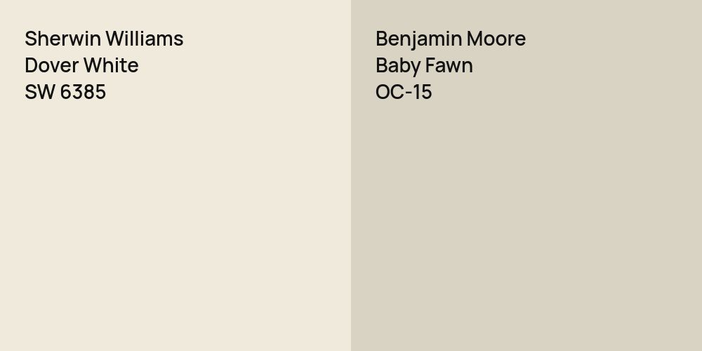 Sherwin Williams Dover White vs. Benjamin Moore Baby Fawn