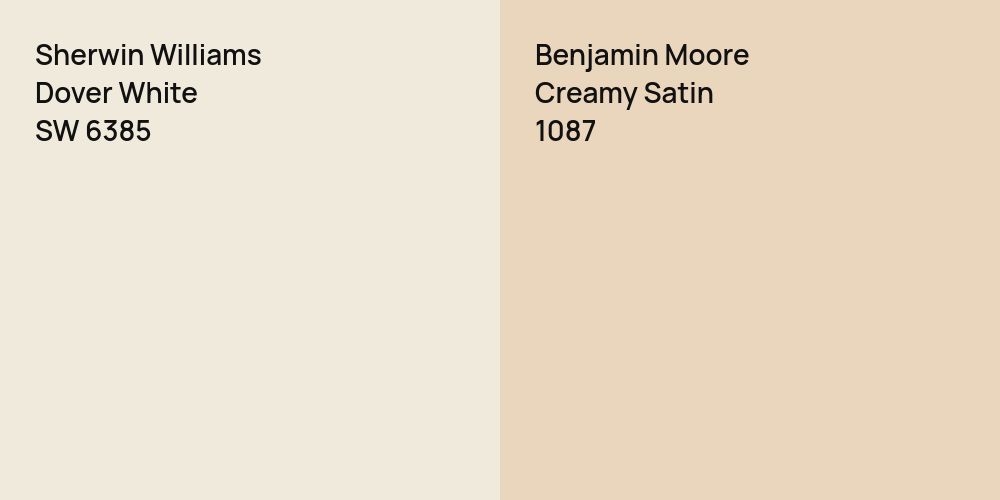 Sherwin Williams Dover White vs. Benjamin Moore Creamy Satin