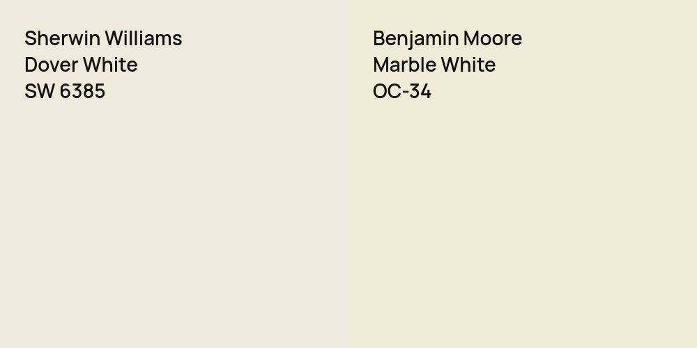 Sherwin Williams Dover White vs. Benjamin Moore Marble White