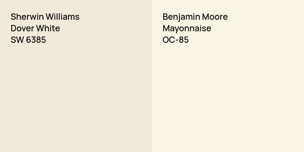 Sherwin Williams Dover White vs. Benjamin Moore Mayonnaise