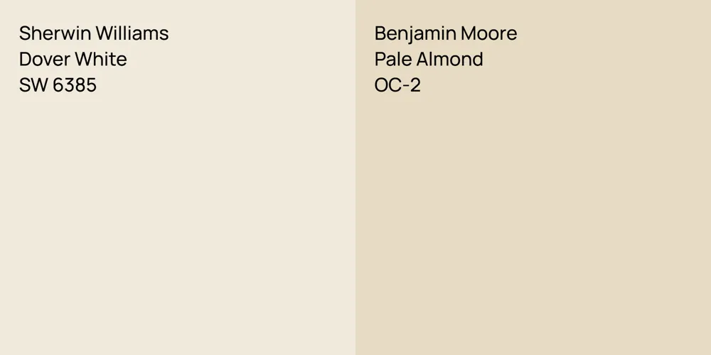 Sherwin Williams Dover White vs. Benjamin Moore Pale Almond