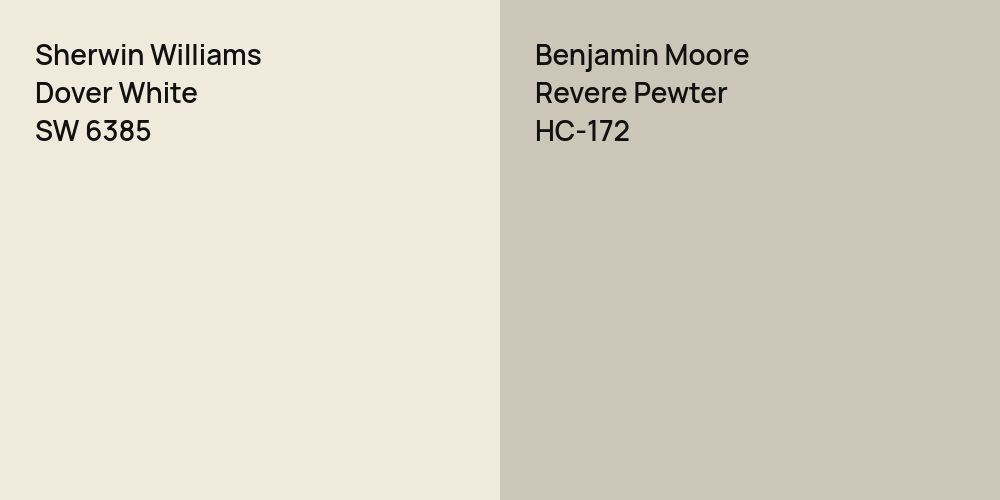 Sherwin Williams Dover White vs. Benjamin Moore Revere Pewter