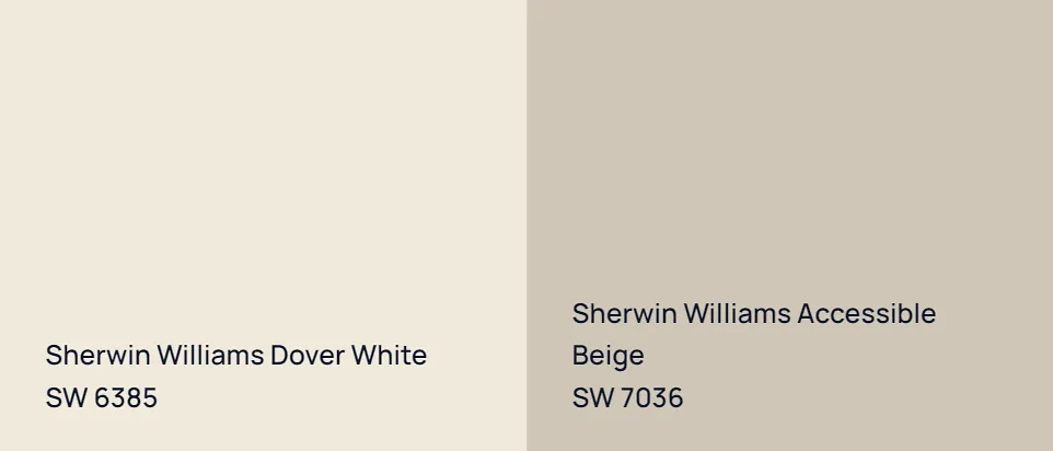 Sherwin Williams Dover White SW 6385 vs Sherwin Williams Accessible Beige SW 7036