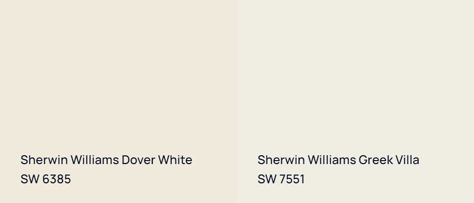 Sherwin Williams Dover White SW 6385 vs Sherwin Williams Greek Villa SW 7551