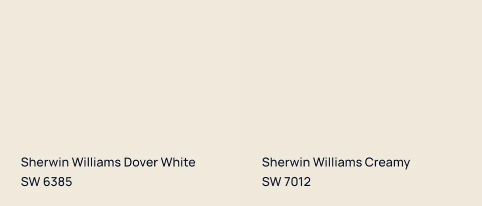 Sherwin Williams Dover White SW 6385 vs Sherwin Williams Creamy SW 7012