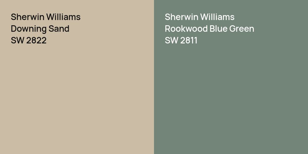 Sherwin Williams Downing Sand vs. Sherwin Williams Rookwood Blue Green