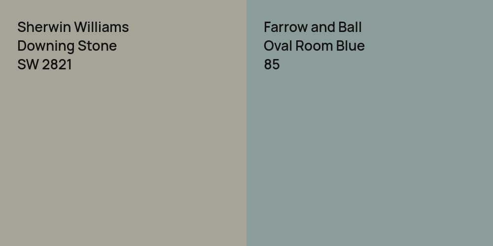 Sherwin Williams Downing Stone vs. Farrow and Ball Oval Room Blue