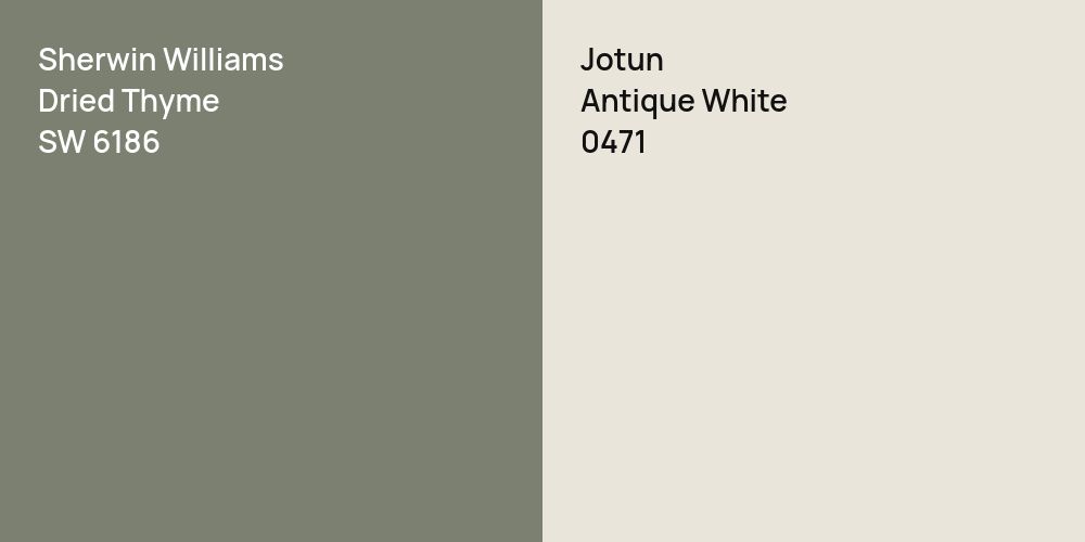 Sherwin Williams Dried Thyme vs. Jotun Antique White