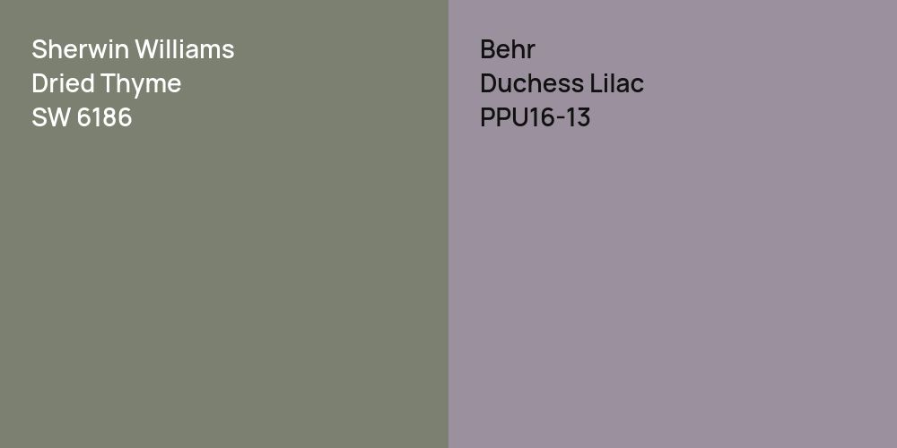 Sherwin Williams Dried Thyme vs. Behr Duchess Lilac