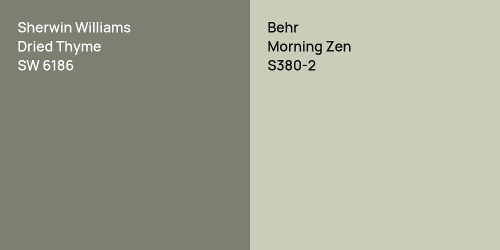 Sherwin Williams Dried Thyme vs. Behr Morning Zen